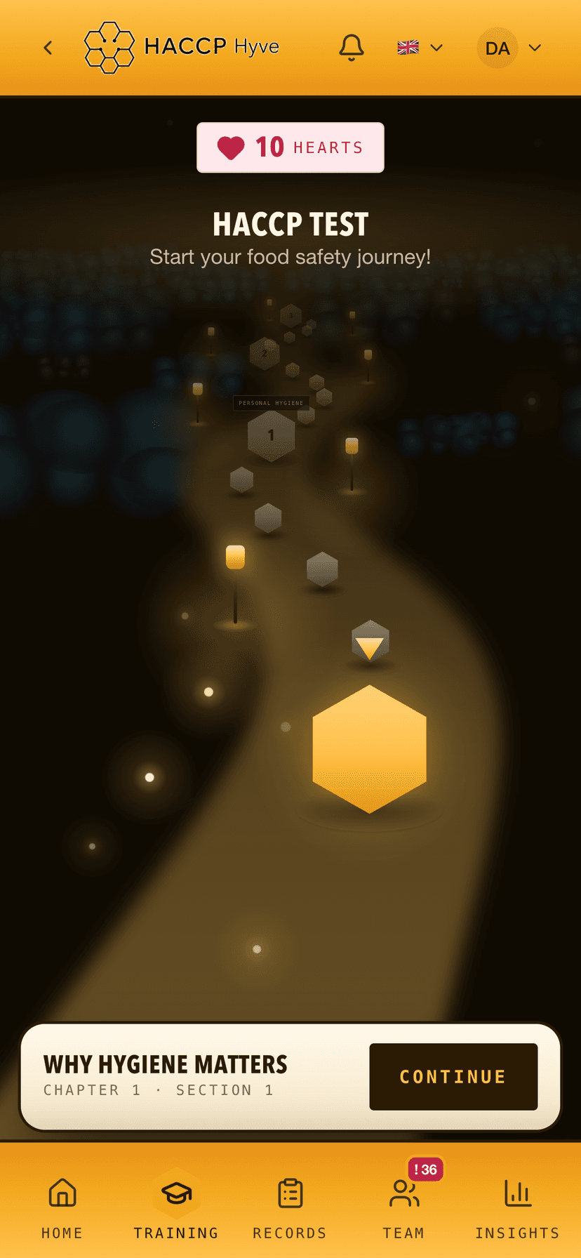 The HACCP Hyve gamified learning path